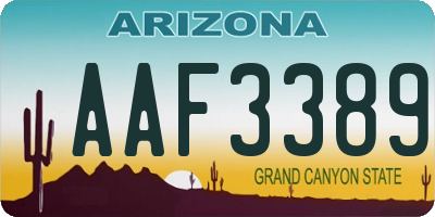 AZ license plate AAF3389