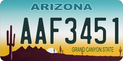 AZ license plate AAF3451