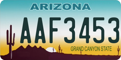 AZ license plate AAF3453