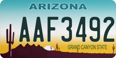 AZ license plate AAF3492