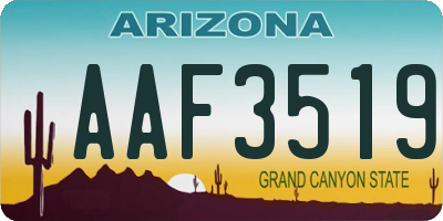 AZ license plate AAF3519