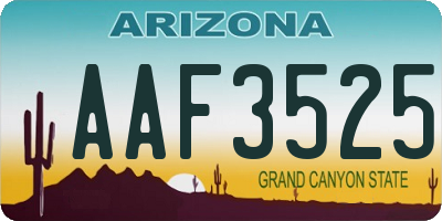 AZ license plate AAF3525