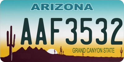 AZ license plate AAF3532