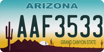 AZ license plate AAF3533