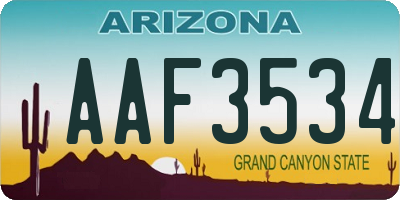 AZ license plate AAF3534