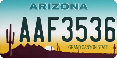 AZ license plate AAF3536