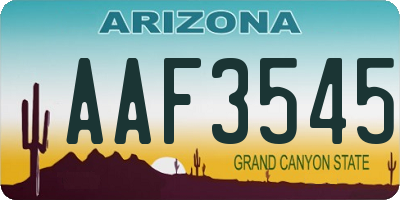 AZ license plate AAF3545