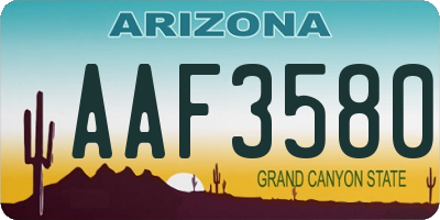 AZ license plate AAF3580