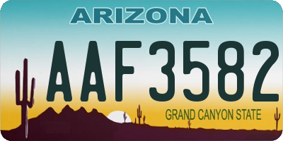 AZ license plate AAF3582