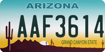 AZ license plate AAF3614