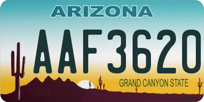 AZ license plate AAF3620
