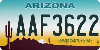 AZ license plate AAF3622