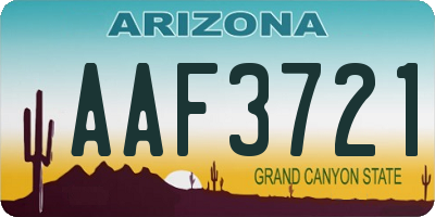 AZ license plate AAF3721