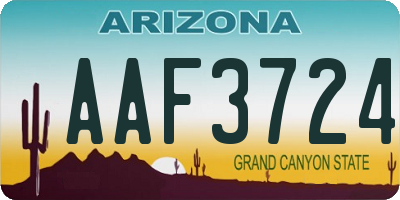 AZ license plate AAF3724