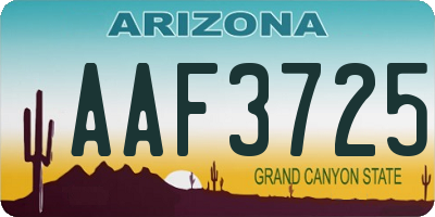 AZ license plate AAF3725