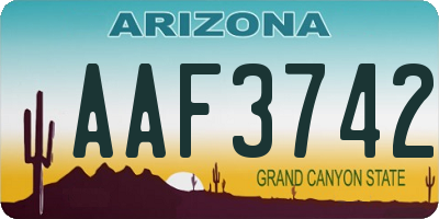 AZ license plate AAF3742