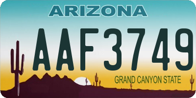AZ license plate AAF3749