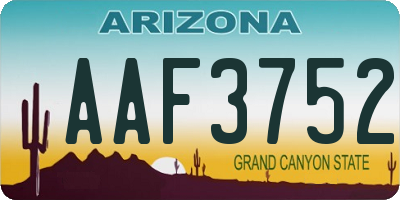 AZ license plate AAF3752