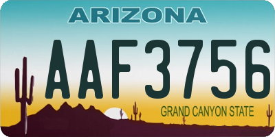 AZ license plate AAF3756