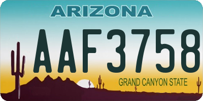 AZ license plate AAF3758