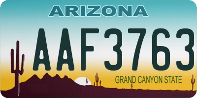 AZ license plate AAF3763