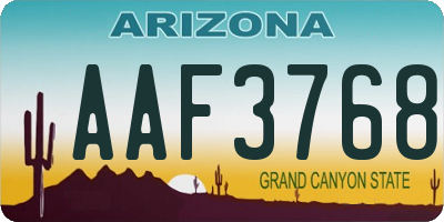 AZ license plate AAF3768