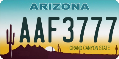 AZ license plate AAF3777