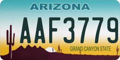 AZ license plate AAF3779