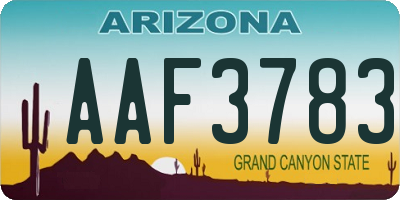 AZ license plate AAF3783