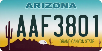 AZ license plate AAF3801