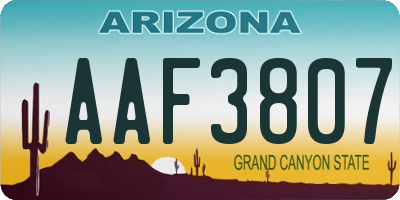 AZ license plate AAF3807