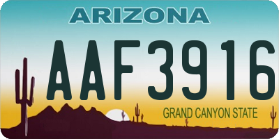 AZ license plate AAF3916
