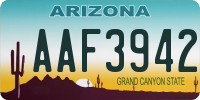 AZ license plate AAF3942