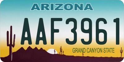 AZ license plate AAF3961