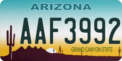 AZ license plate AAF3992