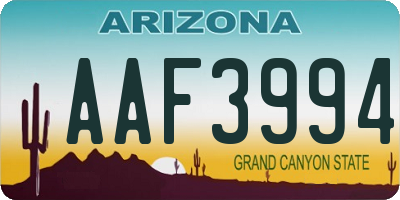 AZ license plate AAF3994