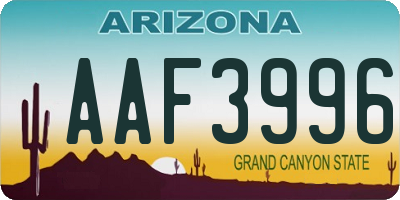 AZ license plate AAF3996