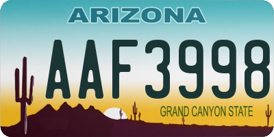 AZ license plate AAF3998