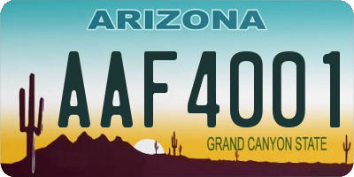 AZ license plate AAF4001