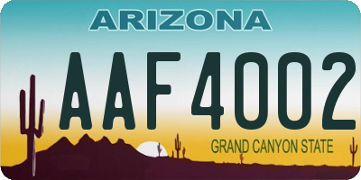 AZ license plate AAF4002