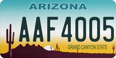 AZ license plate AAF4005