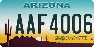 AZ license plate AAF4006