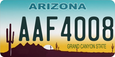 AZ license plate AAF4008