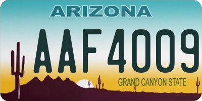 AZ license plate AAF4009