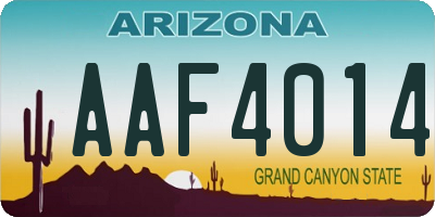 AZ license plate AAF4014