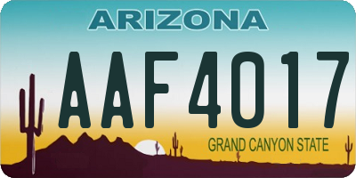 AZ license plate AAF4017