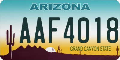 AZ license plate AAF4018