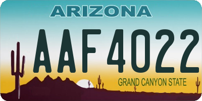 AZ license plate AAF4022