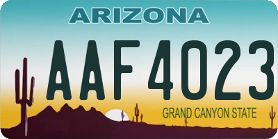 AZ license plate AAF4023