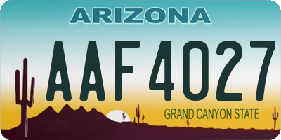 AZ license plate AAF4027